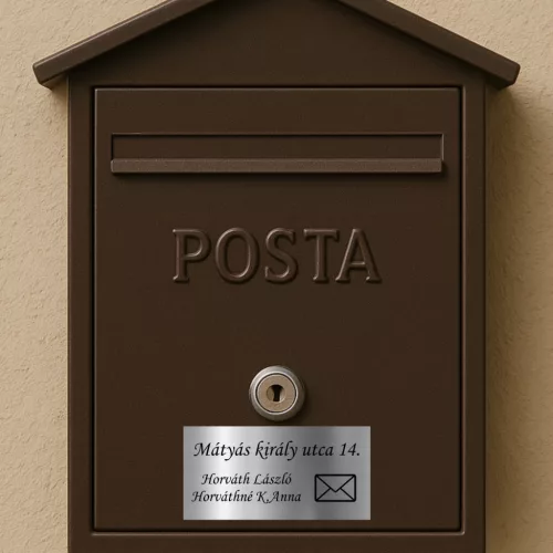 Személyre szabható gravírozott postaláda névtábla – UV álló műanyag, 11 színben