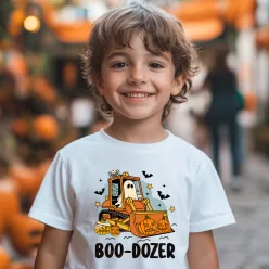   Boo-Dozer Halloween póló gyerekeknek – Vidám ünnepi viselet