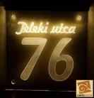 Utca név, házszám LED tábla (Telibe gravírozva)