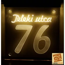 Utca név, házszám LED tábla (Telibe gravírozva)