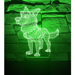 Németjuhászos 7 színű 3D LED lámpa