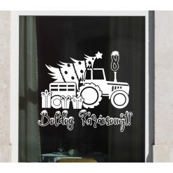   Traktoros karácsonyi ablakmatrica adventi számmal – különleges ünnepi dekoráció
