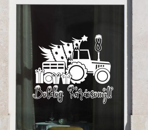 Traktoros karácsonyi ablakmatrica adventi számmal – különleges ünnepi dekoráció