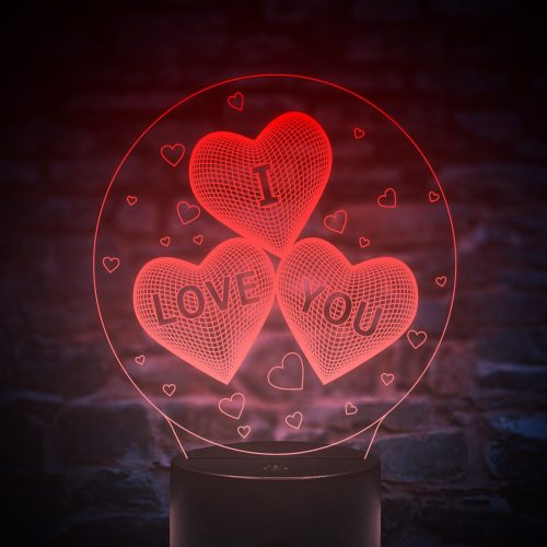 I LOVE YOU 7 színű 3D LED lámpa