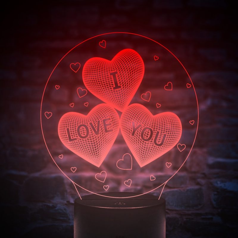 I Love You 3D hatású led lámpa