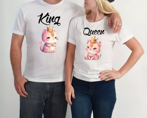 King-Queen macskás páros póló