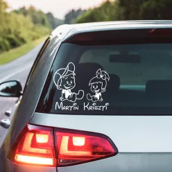  Pihenő Pajtik – Egyedi Feliratos Ülő Vegyes Testvér Autómatrica