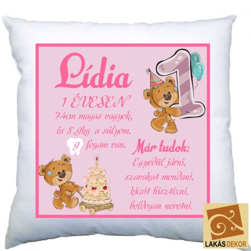 Boldog születésnapot lányos párna egy évesnek 