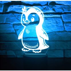 Pingvines 7 színű 3D LED lámpa