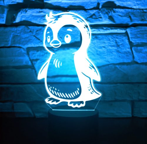 Pingvines 7 színű 3D LED lámpa