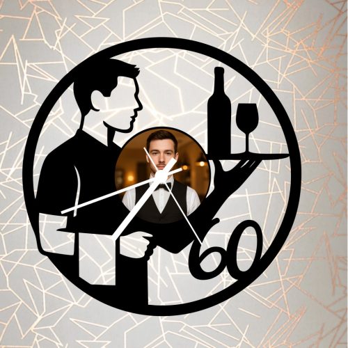 Pincér születésnapi bakelit óra