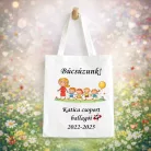 Egyedi búcsúzó vászontáska óvónéninek – személyre szabható névvel és évszámmal
