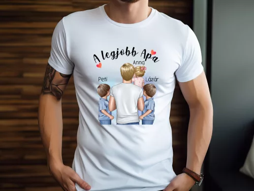 A legjobb apa férfi póló (Fiú, Kislány, Fiú)
