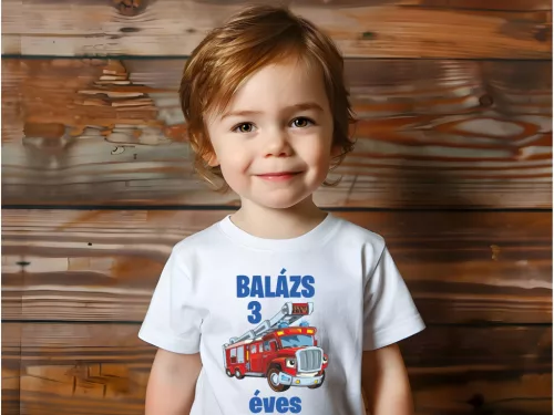 2.Tűzoltóautós szülinapi baba póló