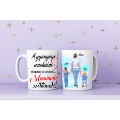 Egyedi Mama Unokái bögre Lány-Kisfiú-Babafiú