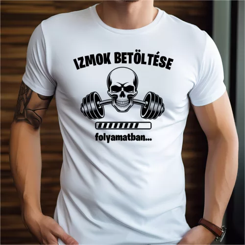 Izmok Betöltése – Koponyás Súlyzós Férfi Póló