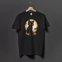 Halloween Fekete Cica Unisex Póló