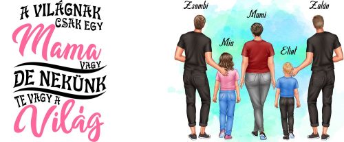 Egyedi Mama-Unokái bögre Nagyfiú-Lány-Kisfiú-Nagyfiú