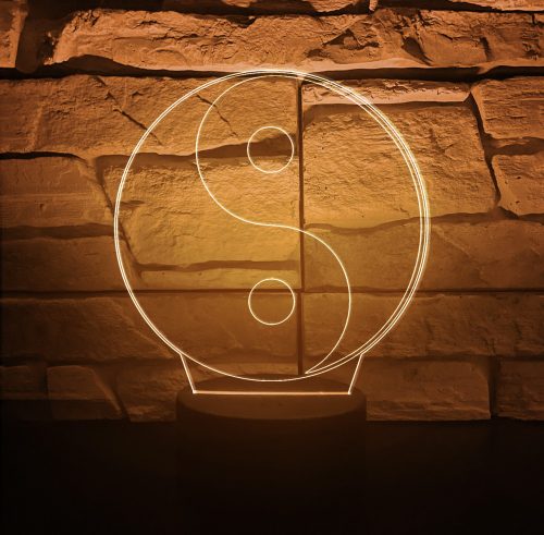 Yin Yang 3D hatású led lámpa Kontúrgravírozott