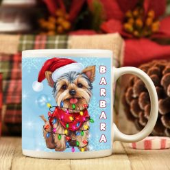   Karácsonyi kutyás bögre névvel – Ünnepi ajándék szívhez szóló szeretettel