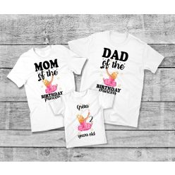   Személyre szabható családi póló szett lányka pólóval – Szülinapos hercegnő