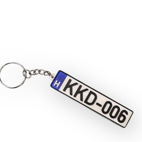 Rendszám kulcstartó egyedi szöveggel