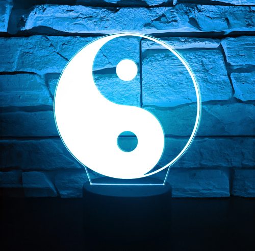Yin Yang 3D hatású led lámpa Telibe gravírozott