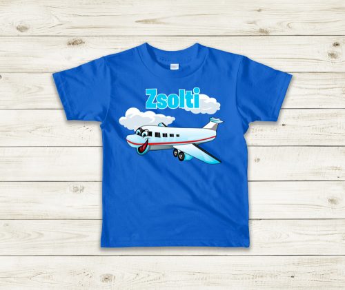 Repülős gyerek póló névvel