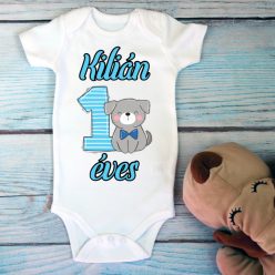 Kutyusos szülinapi fiús baba body