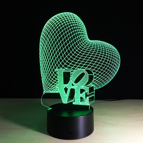 LOVE 7 színű 3D LED lámpa