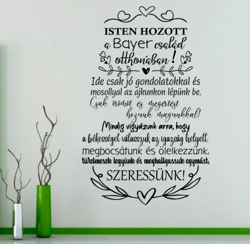 Isten hozott a család otthonában falmatrica
