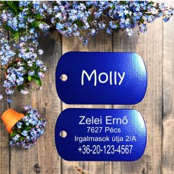   2. Kutyabiléta, dögcédula, 1 oldal: név, 2 oldal: gazda neve, címe, telefonszáma (65 karakter)