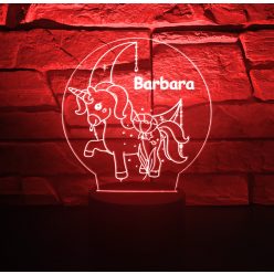 Unikornis éjjeli LED lámpa – egyedi névvel