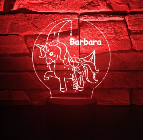 Unikornis éjjeli LED lámpa – egyedi névvel