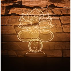 Lótusz 3D hatású led lámpa Kontúrgravírozott