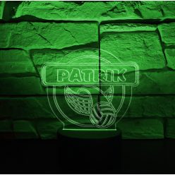   Röplabdás névvel kontúrgravírozott 3D hatású led lámpa