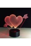 Szív nyíllal 3D lámpa, kérhető névvel