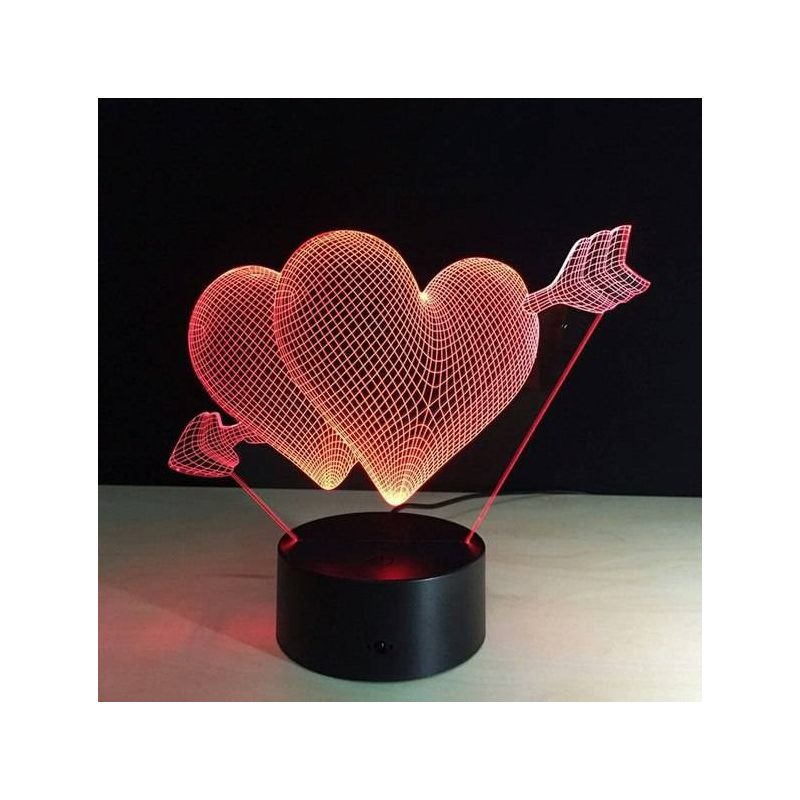 Szív nyíllal 3D lámpa, kérhető névvel