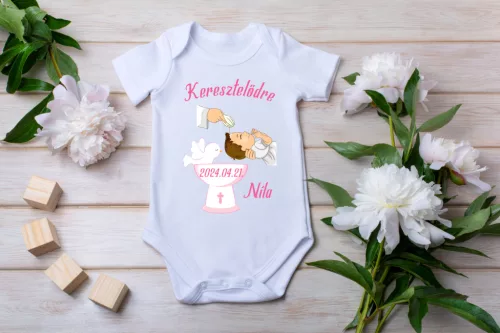 Keresztelődre lányos baba body