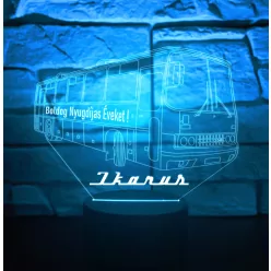   Nyugdíjas Ikarus 3D LED lámpa – Egyedi, világító ajándék buszrajongóknak