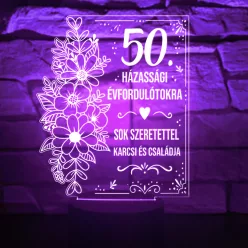   Személyre szabható házassági évfordulós lámpa – 3D hatású LED gravírozással