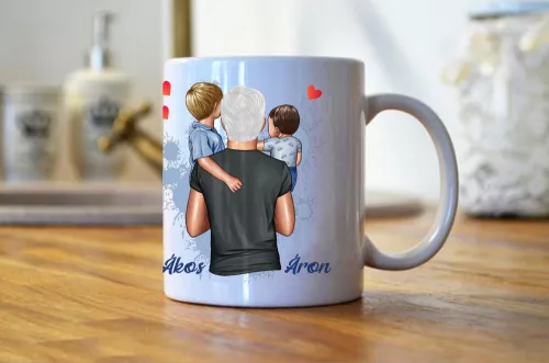 A világnak egy papa vagy egyedi bögre Fiú- Kisfiúval 