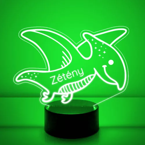 Dinós 7 színű 3D LED lámpa névvel