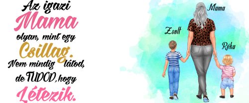 Egyedi Mama-Unokái bögre Kisfiú-Babalány