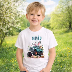   Tojásfutár Terepjáró – Névre Szóló, Monster Truck Húsvéti Gyerek Póló
