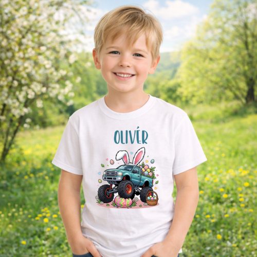 Tojásfutár Terepjáró – Névre Szóló, Monster Truck Húsvéti Gyerek Póló