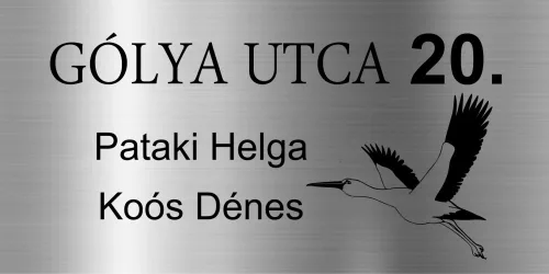  Gravírozott ajtó-postaláda tábla (GÓLYA MOTÍVUMMAL)