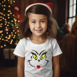   Karácsonyi lányka póló Grinch mintával – vidám ünnepi hangulat kislányoknak