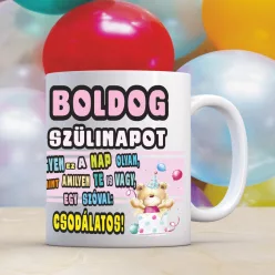   Boldog szülinapot macis bögre – kedves ajándék lányos születésnapra